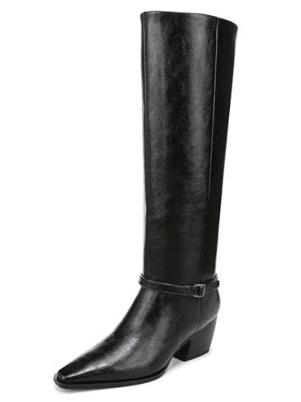 Franco Sarto 6.5 Vanesha Black Tall Faux Leather Heeled Boots